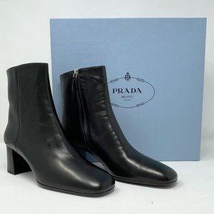 *NEW* PRADA Ankle Zipper Leather Boot 1T223F in Black Size 7